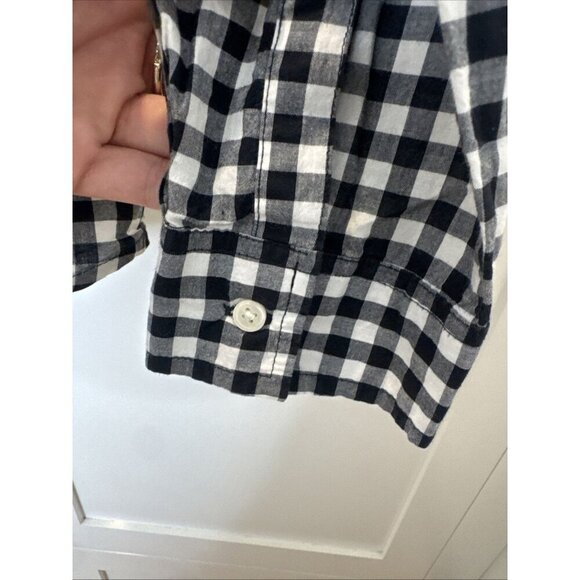 Old Navy Women’s Gingham Plaid Button Down Shirt XL Black White - Picture 10 of 16